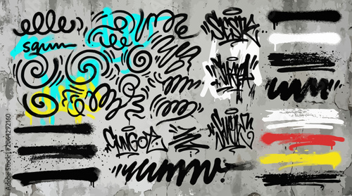 Graffiti spray paint squiggles vector