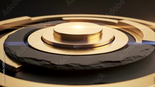 Abstract Luxury Financial Background with Rotating Concentric Golden Rings