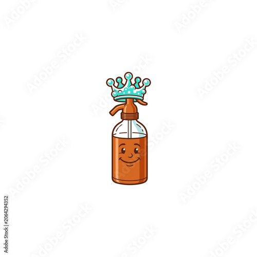 Принти на полотні Cheerful Orange Soda Siphon Mascot Bottle With Smiling Face Wearing A Teal Royal