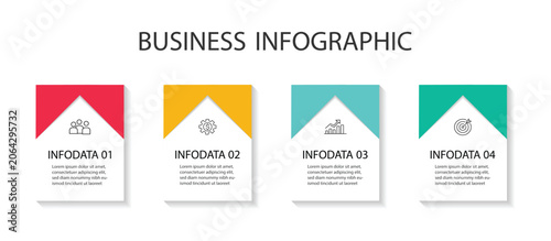 Business Infographic design template Vector with icons and 4 four options or steps. Business data visualization. Can be used for process diagram, presentations, workflow layout, banner, flow chart, in