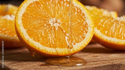 Close-up of a sliced ​​orange.	