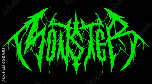 Vászonkép MONSTER logo in black metal style in green on a black background