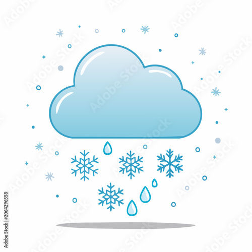 Cloud with Snowflakes and Raindrops Icon
