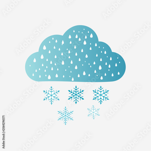 Cloud with rain and snowflakes
