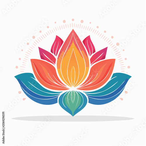 Colorful Lotus Flower Illustration