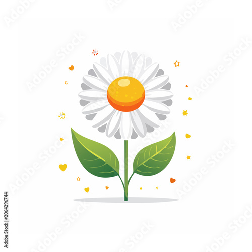 Flat design sunflower with sun and leaves