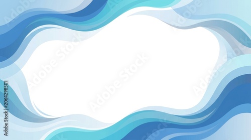 Abstract Blue Wave Border Background with Large Central Copy Space for Professional Business Presentation