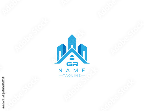 gr letter real estate logo design