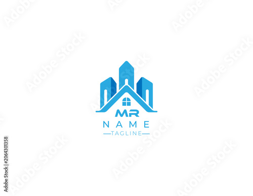 MR letter real estate logo design