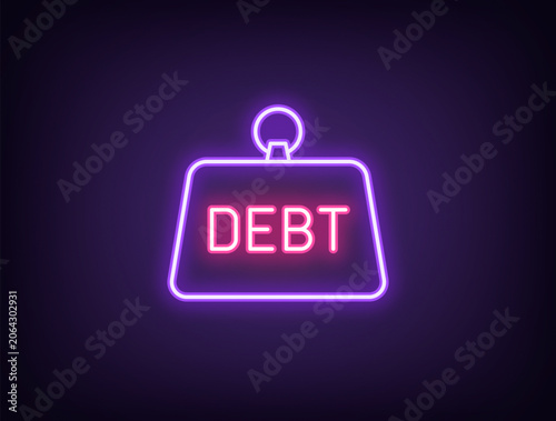 Fotografija Outline neon debt load icon, violet pink