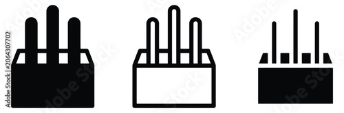 Valokuva Three black icons of cigarette packs with varying numbers of cigarettes sticking