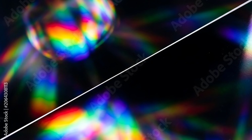 Abstract Light Refraction Spectrum with Prism Effect on Dark Background