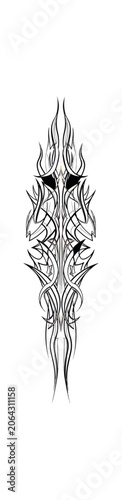 Abstract symmetrical design with curved lines black and white decorative concept