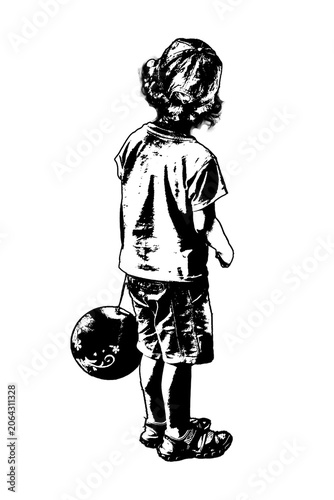 kid standing while holding a glove in one hand