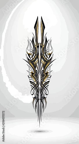Ornamental vector design black and gold lines