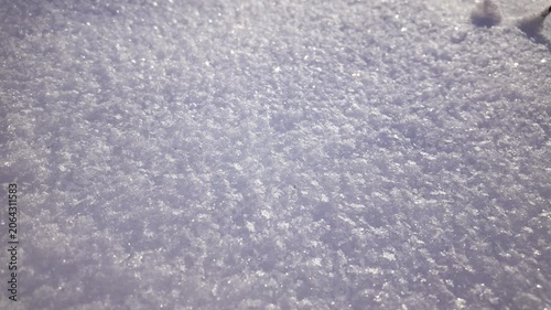 Close Up Of Fresh White Snow Texture In Winter Nature