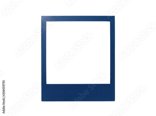 Blue Polaroid Photo Frame with White Space for Image