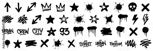 Street art graffiti design elements collection creating urban style