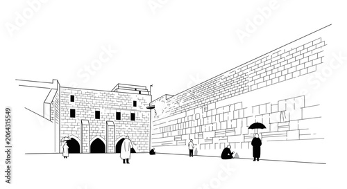 Fotografie People praying at the ancient western wall in jerusalem