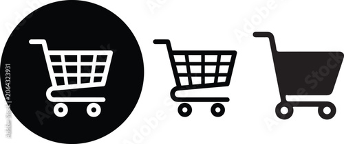 shopping cart vector icon, shopping cart trolley icon set 
