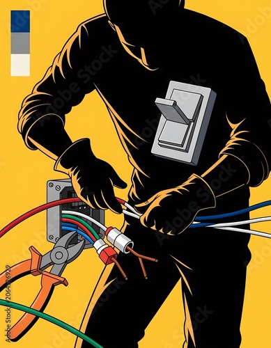 Electrician, Construction Electrician, Electrical Panel Technician, Wiring Installation, Ladder Work, Blueprint Inspection