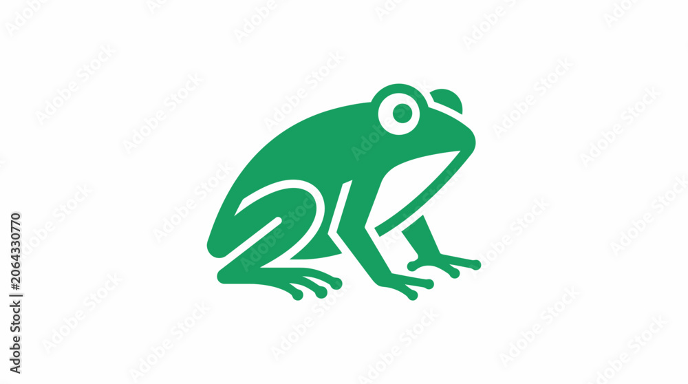 Fototapeta premium Green Frog Illustration on White Background.