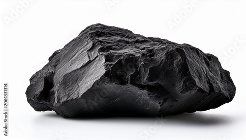 raw coal rock lump isolated on white background