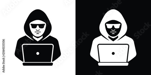 Tableau sur toile Cyber hacker working on a laptop computer