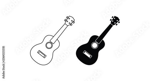 Simple guitar outline in black and white vector style