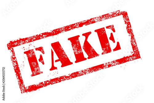 Canvas-taulu Fake content stamp, counterfeit or misleading photo or video, forgery, vector