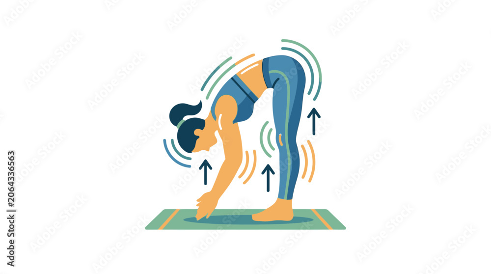 Fototapeta premium Woman doing forward bend yoga pose illustration
