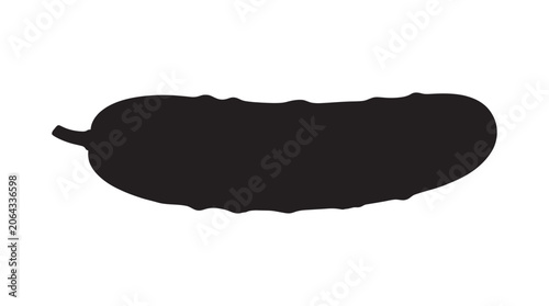 Bild auf Leinwand Cucumber Silhouette Against A White Background Black And White Silhouette