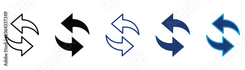 Exchange arrow icon vector.  Reload symbol, refresh arrows, sync icon, circular arrow sign, update button, rotation arrows, repeat symbol, data transfer icon, loop arrow vector, isolated flat design, 