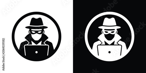 Obraz na plátně Cybercriminal or hacker portrait in circle frame