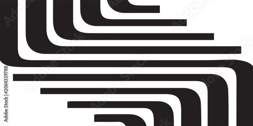 Abstract background with repeating black curved lines on a white surface.