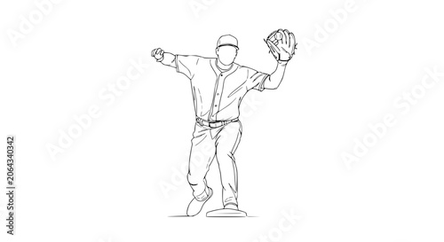 фотографія Baseball Player Silhouette Sketch - Throwing Action Pose