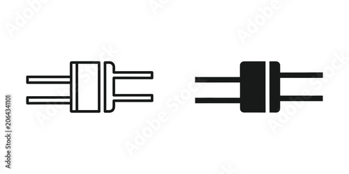 Картината върху платно Two electronic diode icons side by side in outline and filled styles on white ba