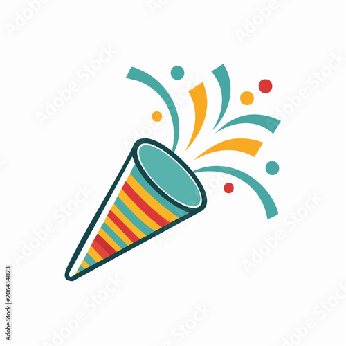 Party Popper Exploding with Confetti and Streamers