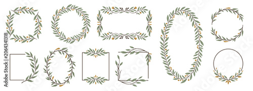 Photos Set of green leafy botanical frames