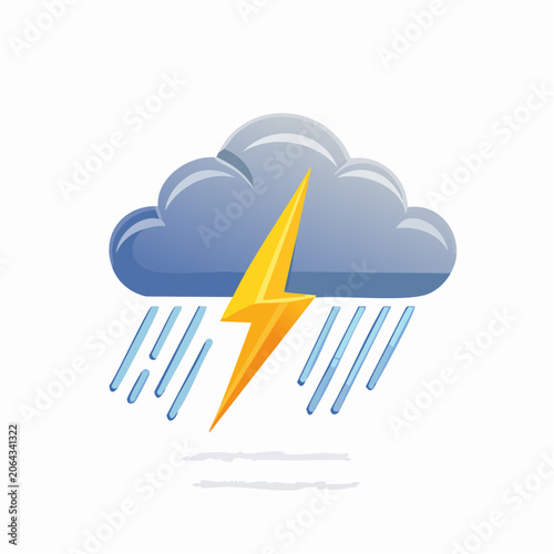 Stormy Weather Icon with Lightning and Rain