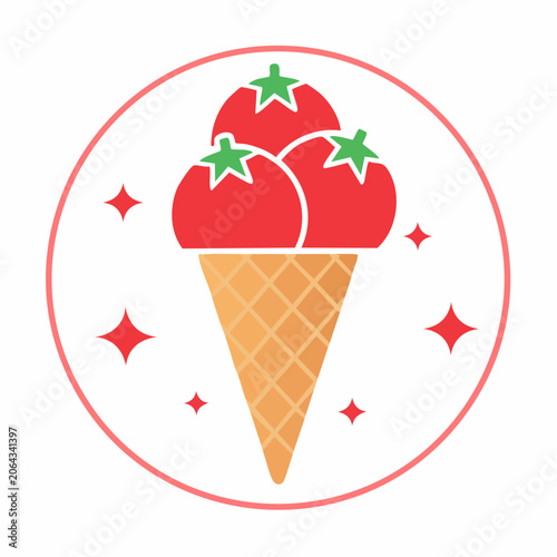 Tomato Ice Cream Cone Icon