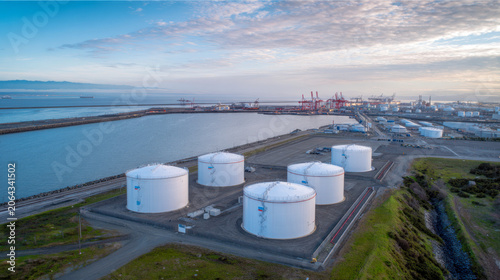 Storage tanks infrastructure at industrial oil port