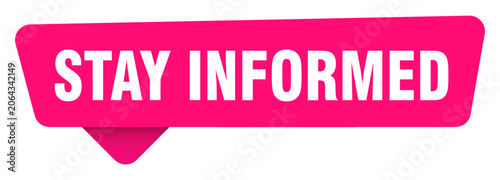 Photos stay informed magenta sticker isolated on transpatent background