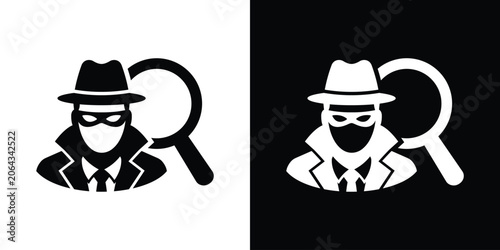Εκτύπωση καμβά Spy or thief avatar with a magnifying glass behind
