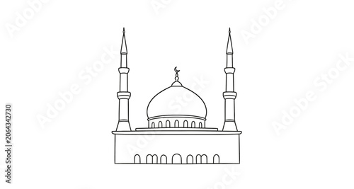 Konstfotografi Mosque silhouette with minarets on transparent background