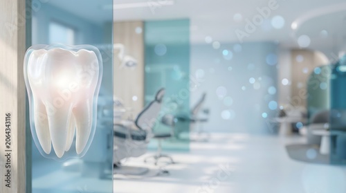 Minimal Tooth Icon in Modern Dental Clinic Background