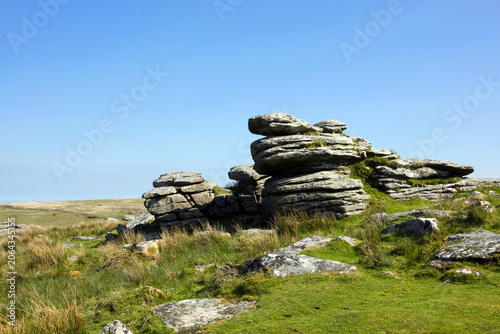 Rocky outcrop on Dartmoor National Park, Devon, England