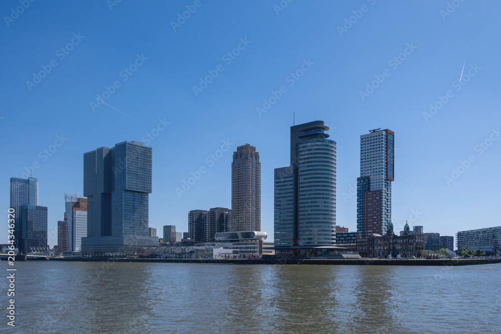 Fototapeta premium Rotterdam city, waterfront towers, modern architecture high rise buildings. Netherlands