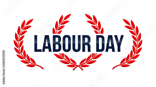 red abstract floral design with text labour day celebration graphic