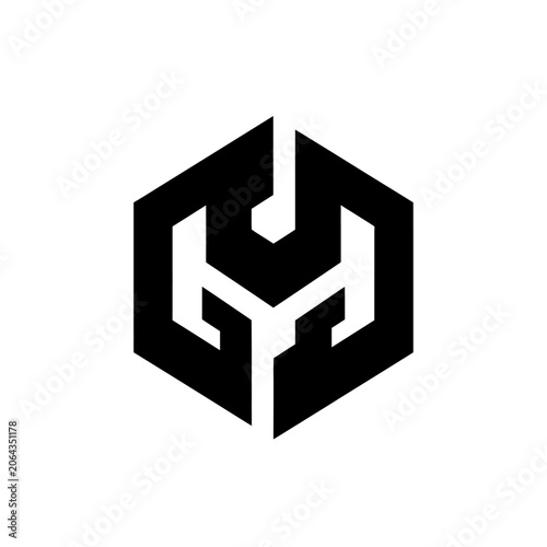 Minimalist black hexagonal monogram logo icon on white background